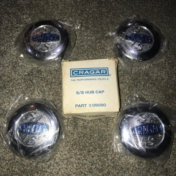 4 CAP DEAL CRAGAR S/S CHROME BLUE WHEEL RIM CENTER CAPS 09090 / 06060 SET NEW - Picture 1 of 1